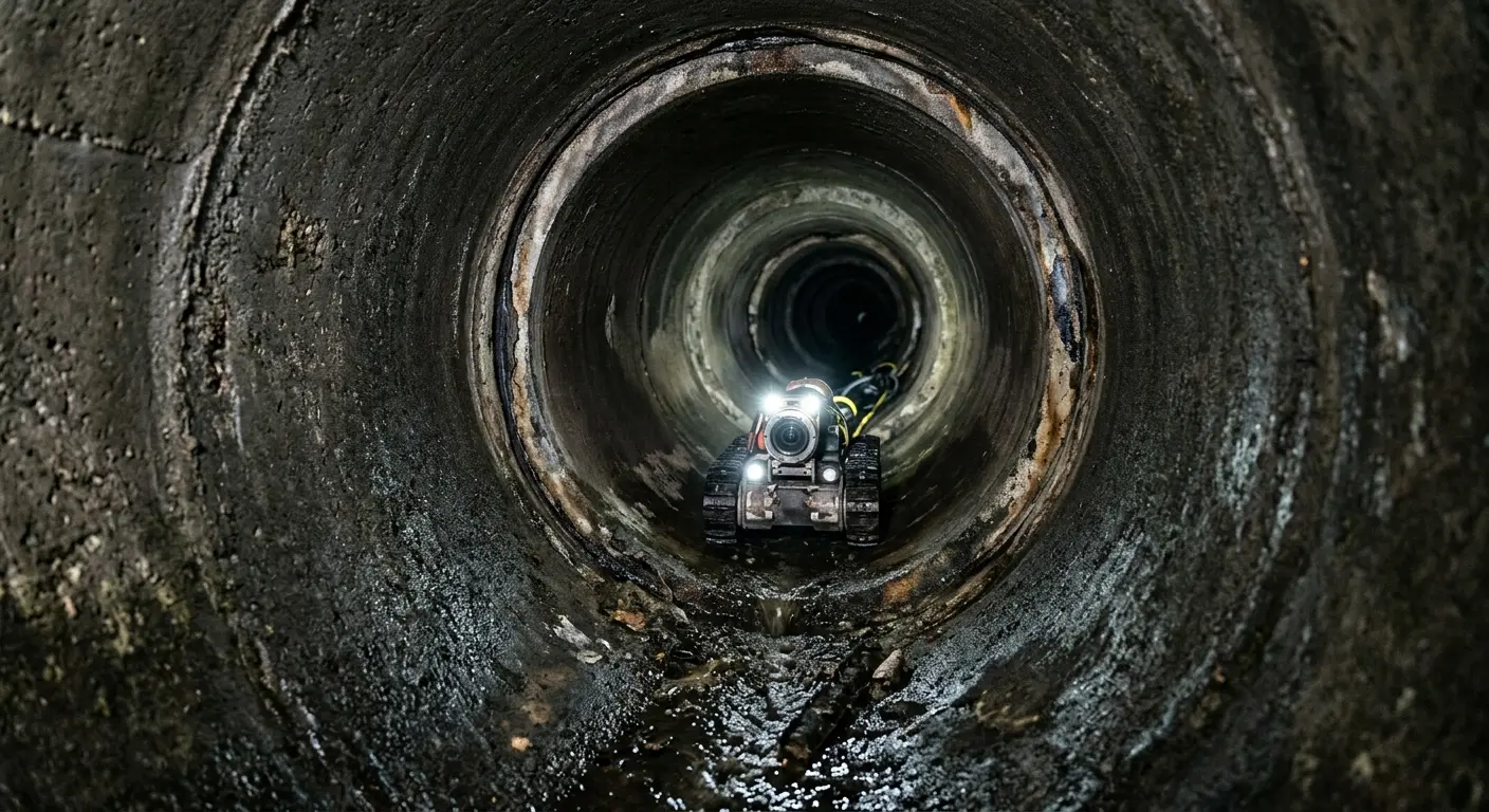 Robotic sewer camera inspecting pipe interior for Sewer Line Repair in Tiffin